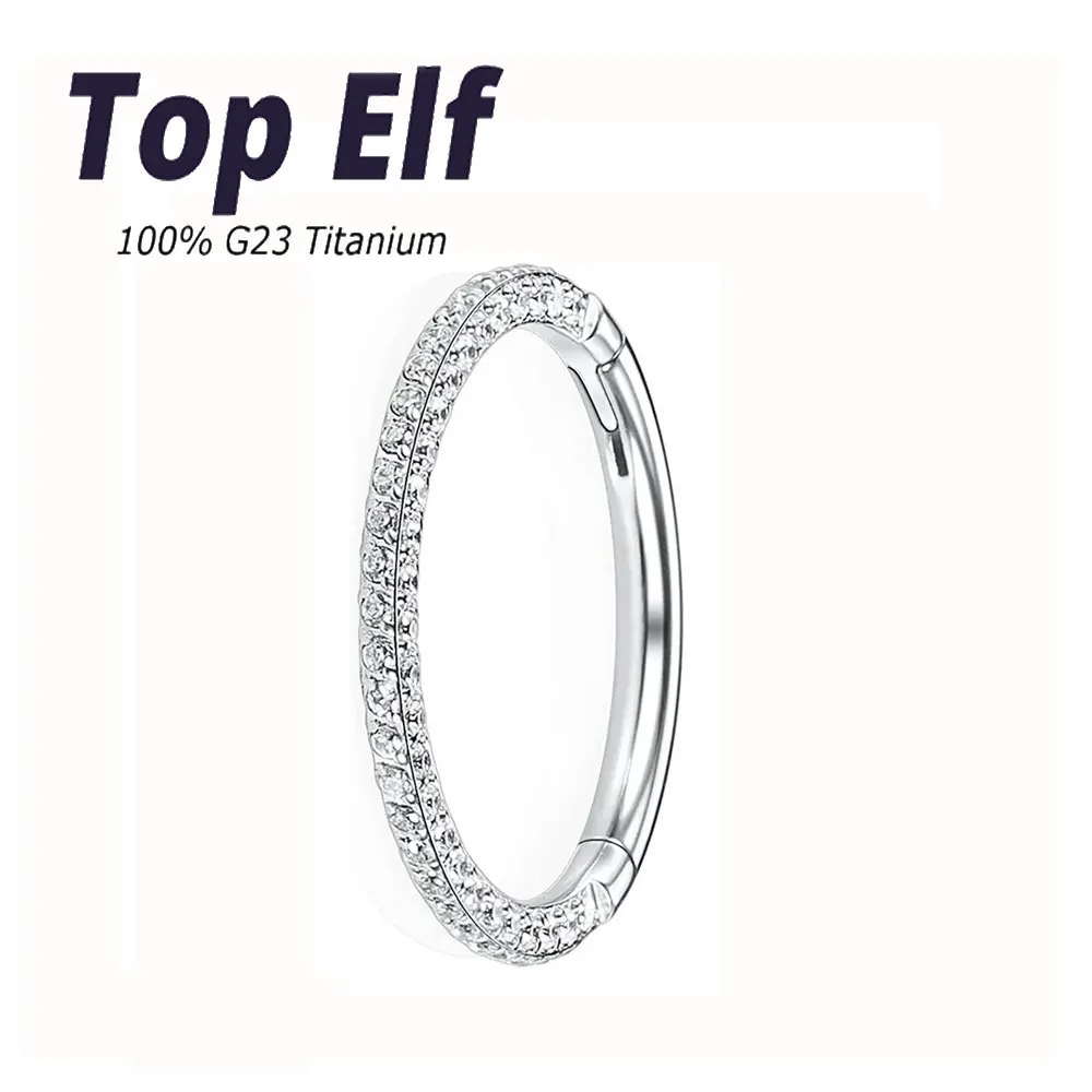G23 티타늄 코 귀 피어싱 중격 쥬얼리, 지르콘 후프 귀걸이, 여성용 연골 나선, Daith 이주 클리커, 3 가지 크기