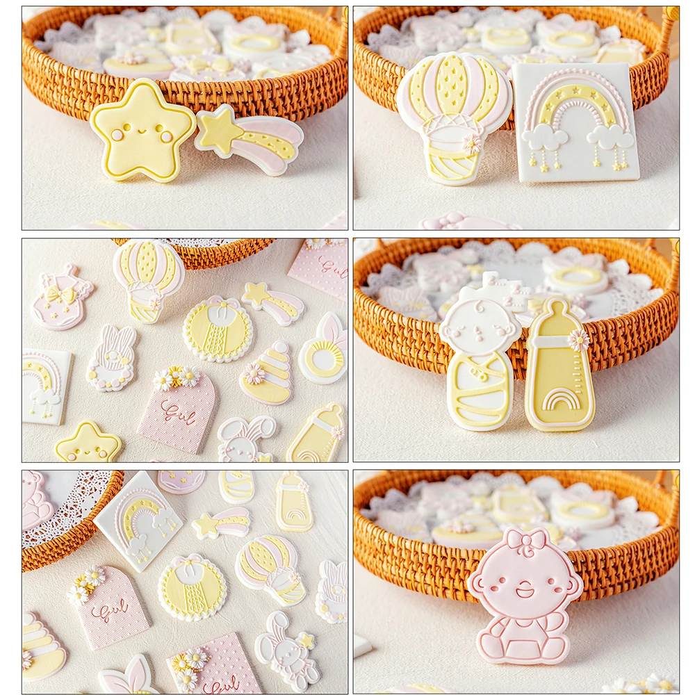 Girl Baby Shower Cake Decorating Tools Cookie Stamp Embosser Biscuit Cutter Fondant Sugarcraft Cookie Cutters Mold Cake Mould cookie cutter baking mold cookie mould cookie printing mold fondant cutter baking decorating tools cookie maker press kit cake lace mold pastry cutter