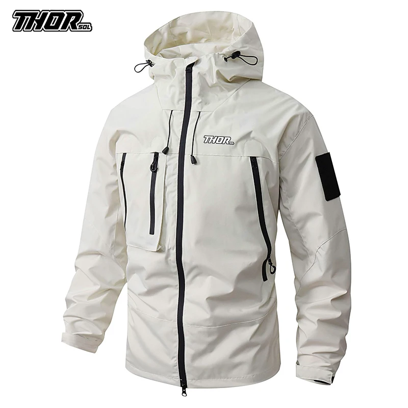 THORSOL 2025 New Male Mountain Bike Outdoor Hooded Coat Cycling Jackets Motorcycle Windbreaker MTB Bicycle Rompevientos Ciclismo