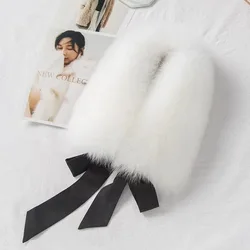 Luxurious Women's Winter Coat with Genuine Raccoon Fur Collar and Hood - One Size (WHITE)
