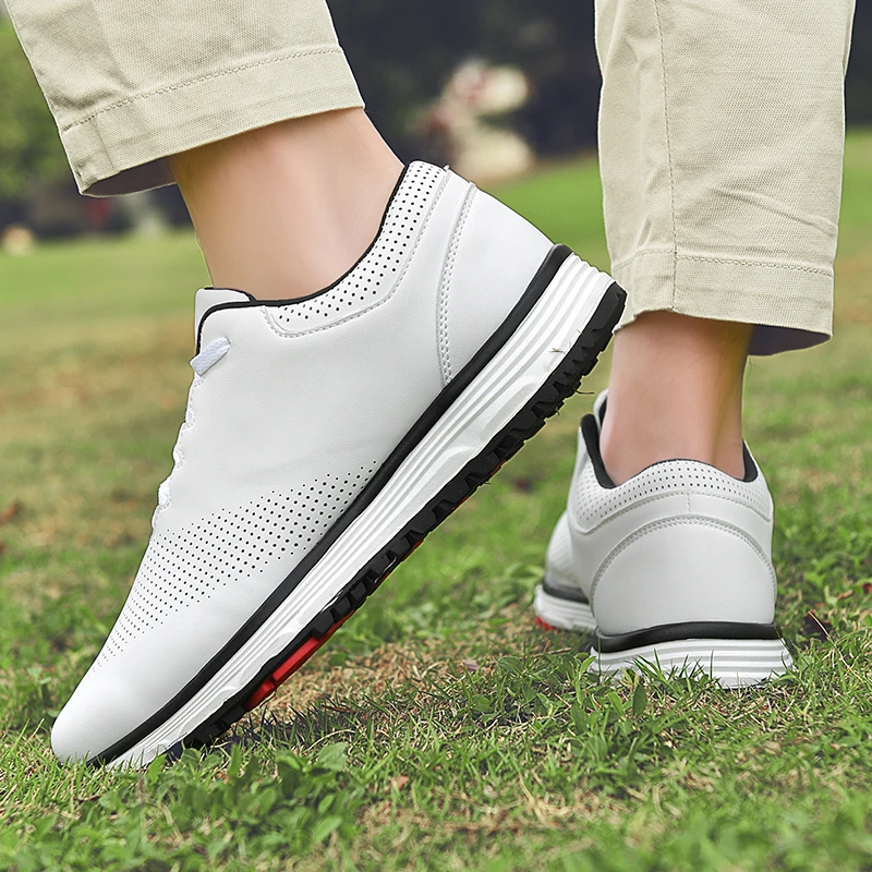 Men's and Women's Professional Golf Shoes, Non Slip Grass Shoes, Golf Sports Shoes, White Grey Men's Golf Training Shoes