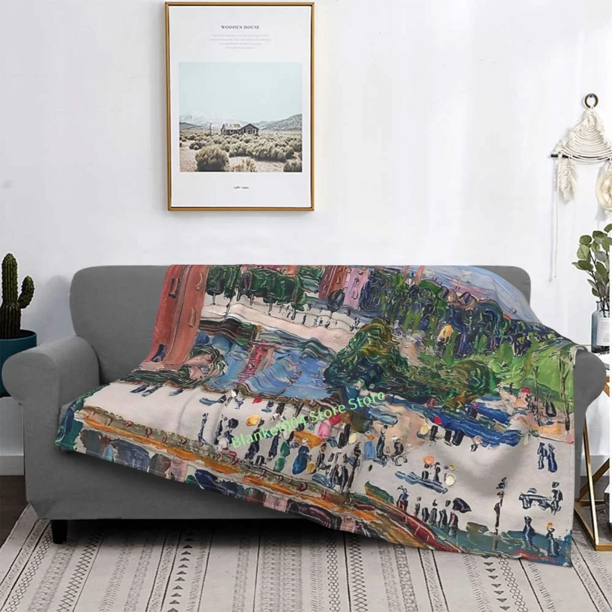 

Wassily Kandinsky Amsterdam-View From The Window Throw Blanket Sherpa Blanket 3D printed sofa bedroom decorative blanket