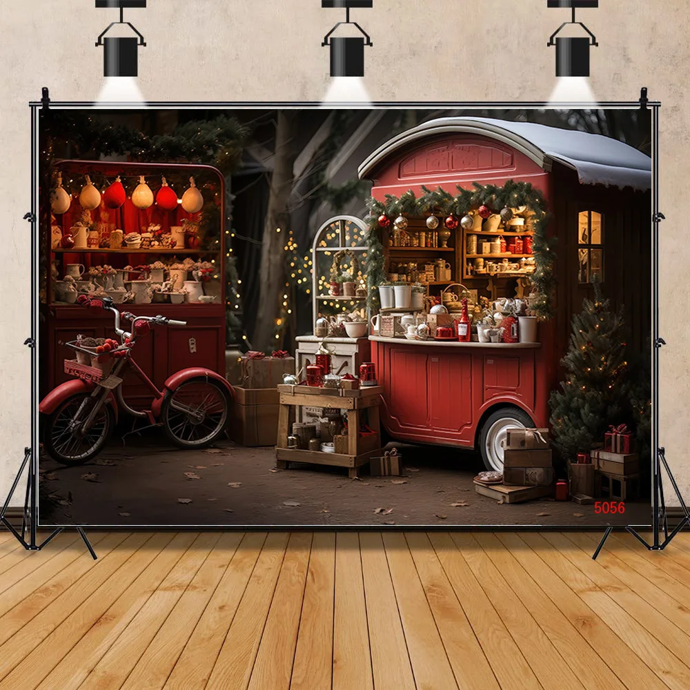 

SHENGYONGBAO Christmas Day Fireplace Photography Backdrops New Year Candy Chimneys Store Ball Window Studio Background WW-81
