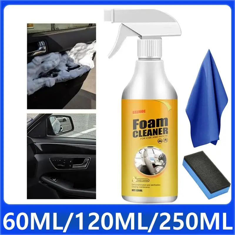 60ml Car Foam Cleaner Automoive Car Interior Leather Plastic Home Wash Maintenance Surfaces Spray Multipurpose Foam Dust Remover