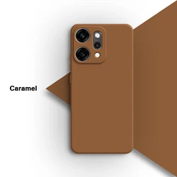Candy Phone Case, Liquid Soft Silicone with Lens Protection, Original Flocking Back Cover for OPPO Reno14 (Caramel)
