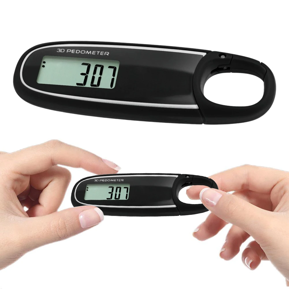 3D Pedometer Clip On Step Counter Portable Digital Pedometer Accurate Step Tracker Electronic for Adults Kids Seniors