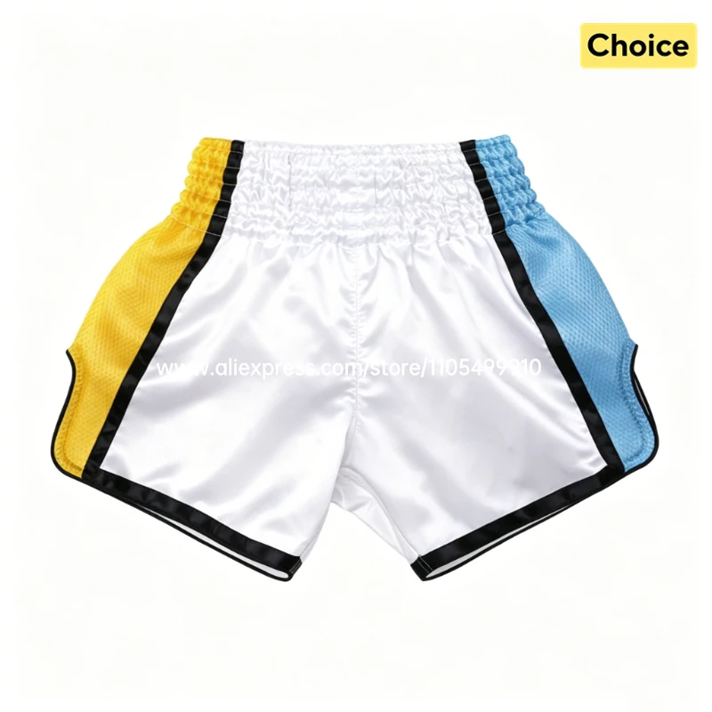 무에타이 복싱 반바지, 가벼운 새틴 킥복싱 트렁크, 레트로 타이거 파이트 반바지 (무술, MMA, BJJ, 그래플링 훈련용)
