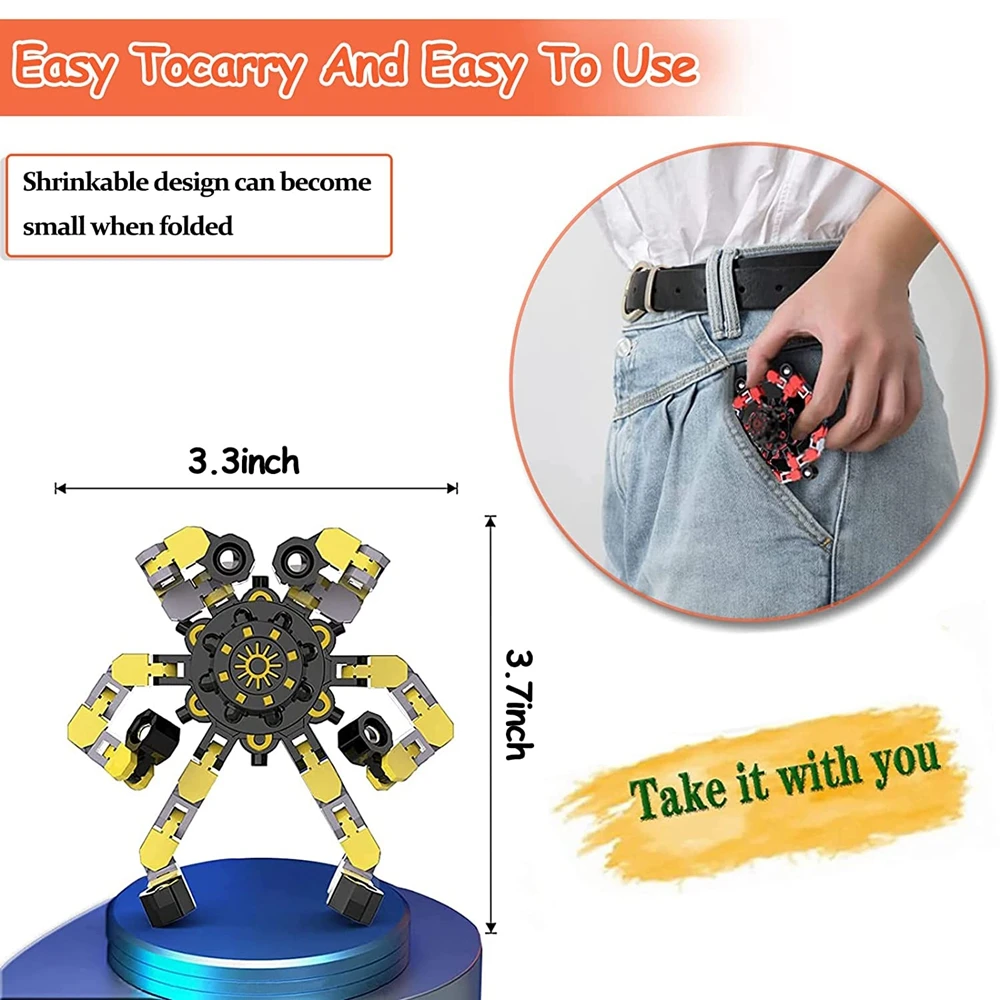 12/16 stuks grappige sensorische fidget toys, vervormbare kettingrobotspinners, stressverlichtende gyroscoop voor de vingertoppen, feestartikelen voor_voghion.com