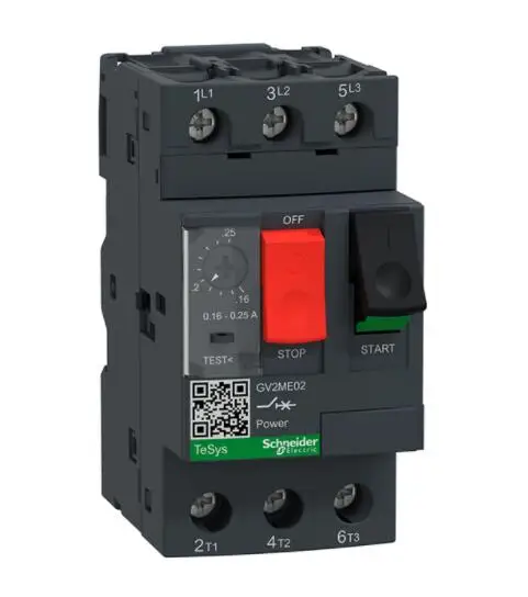 

GV2M02 GV2ME02 GV2-ME02 автоматический выключатель двигателя, TeSys GV2, 3P, 0,16-0,25 A, термальный магнит, винтовые зажимные клеммы