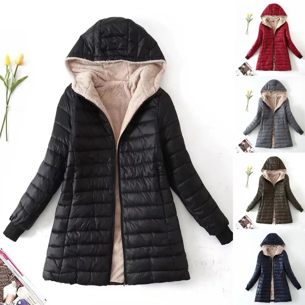 Cozy Autumn Winter Mid-length Jacket S-2XL Women Coat Mid-length Jackets Office Ladies Clothes for Outdoor 5