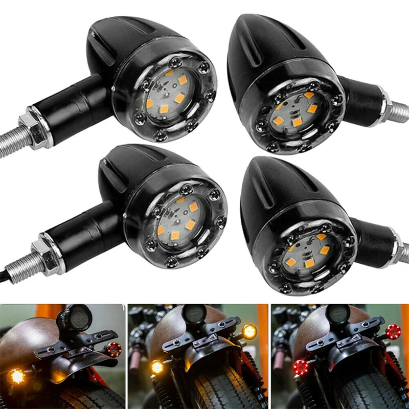 Fanale Posteriore LED Vintage Per Moto Cafe Racer, Luce Stop E Posizione, 12V, 3 Fili, Rosso