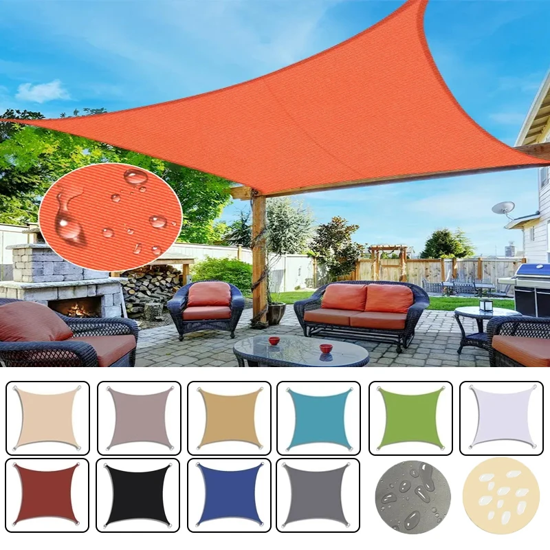 Waterproof Rectangular Shade Sail Awning Beige Fabric Screen 95% UV Protection Suitable for Outdoor Patio Garden Yard Pool