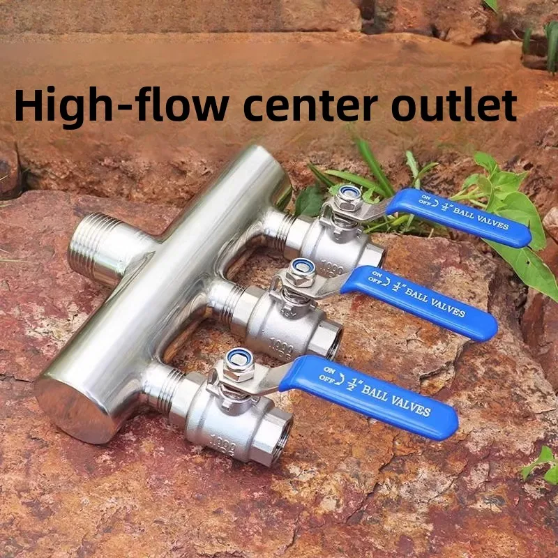 1인치 외부 와이어를 1/4 외부 와이어 브랜치 인렛으로 연결하는 볼 밸브가 있는 대형 간격의 304 스테인리스 스틸 매니폴드