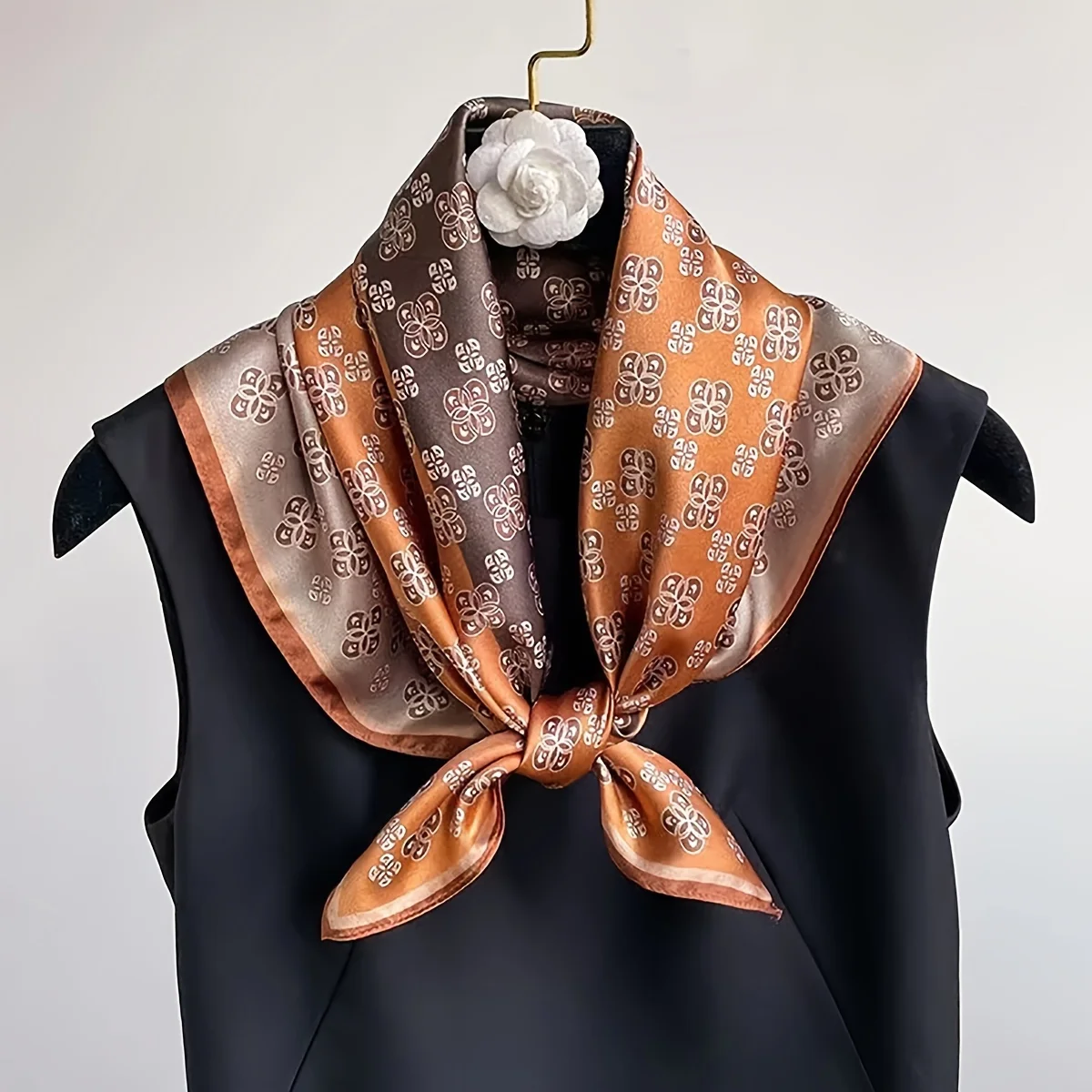 27.56" Paisley Print Small Square Scarf Simulated Silk Thin Neck Scarf Mature Style Sunscreen Headscarf For Women 4