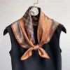 27.56" Paisley Print Small Square Scarf Simulated Silk Thin Neck Scarf Mature Style Sunscreen Headscarf For Women 4