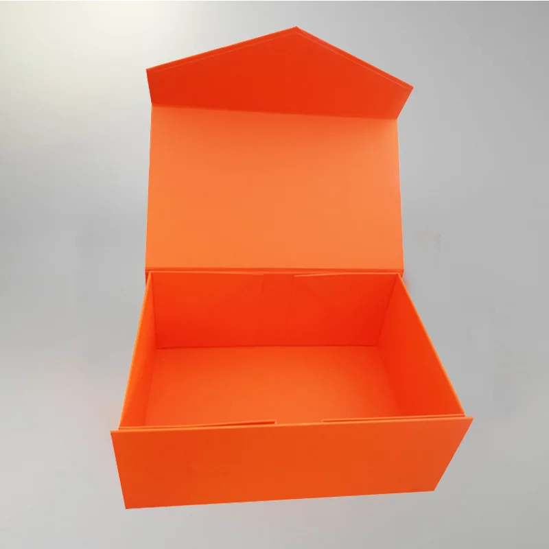 Large Orange Magnetic Folding Rigid Paper Gift Box with Custom Logo Printing, Sturdy Ca... - SKU SCP01733 - UGI Packaging
