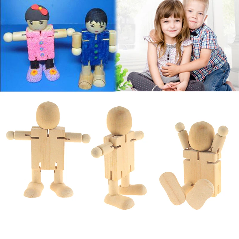 Wooden Peg Dolls Wood Doll Unfinished Figures Robot People Diy