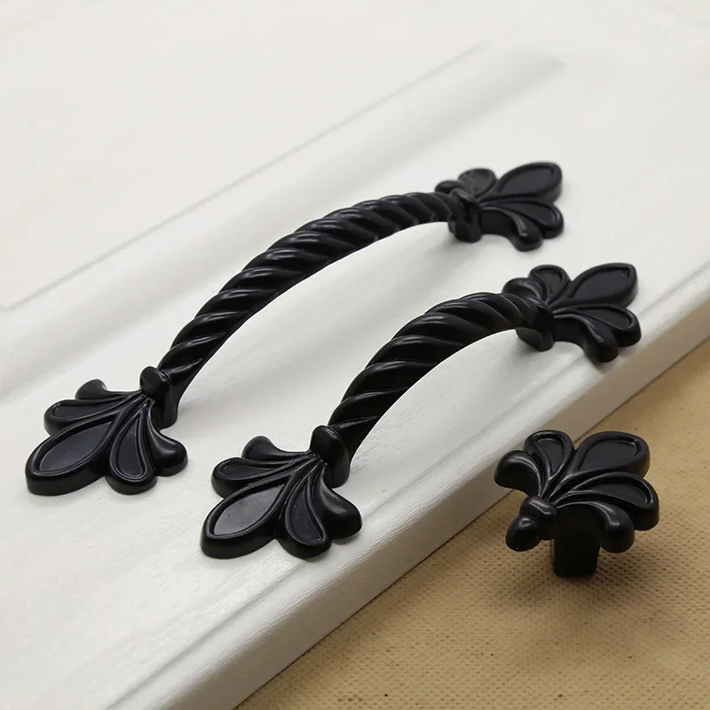 American Style Piano Black Hardware Cabinet Knob European Style Garden Handle Door Pull