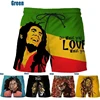 Rock Singer Bob Marley Reggae Rasta Pattern Board Shorts 3D Printing Men's Outdoor Leisure Sports Gym Shorts Men Swimming Trunks 2