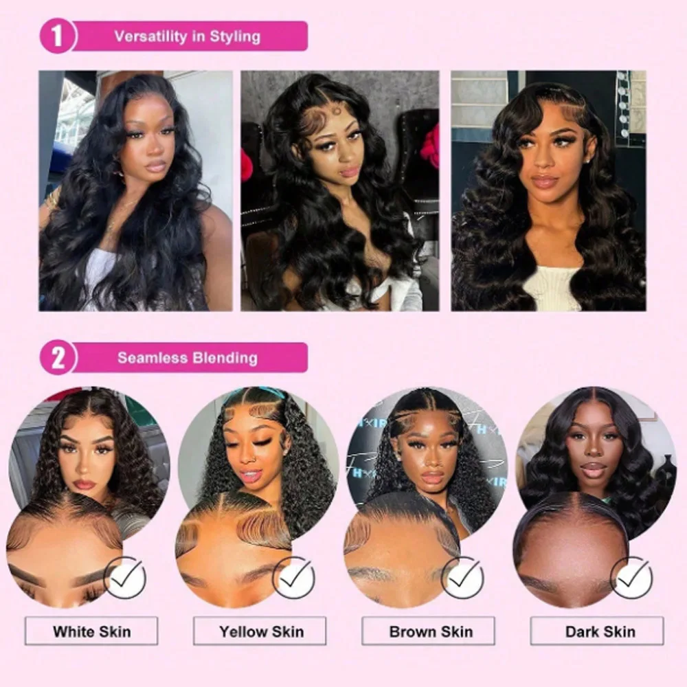 24Inch 13x6 Body Wave Lace Front Wigs Human Hair 200% Density 13x4 HD Transparent Lace Front Wigs for Women Glueless Frontal Wig