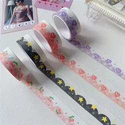 Bandes Washi étoiles cerise motif doux 2 pièces, bande autocollante décoration pour compte à main, papeterie de masquage DIY 