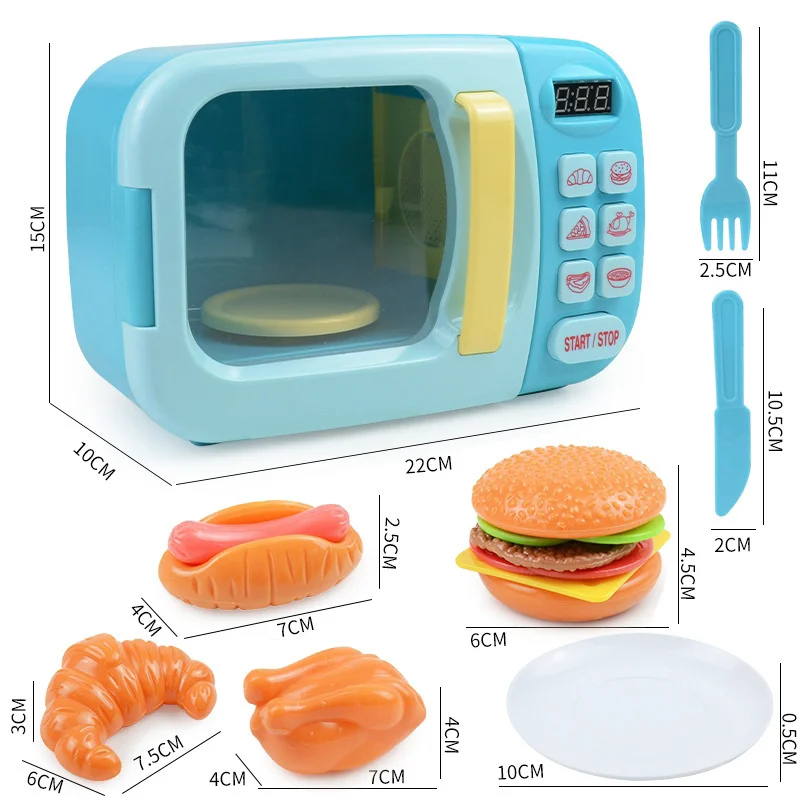 Cute Mini Microwave Oven Interactive 31pc Kitchen Children Toys