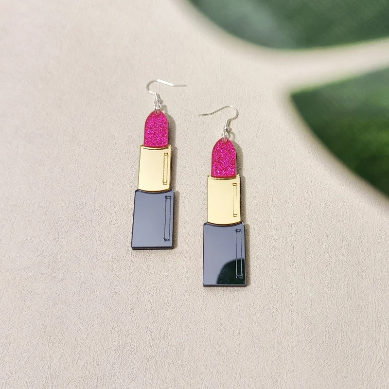 KUGUYS Lippenstift-Ohrringe für Damen, Vintage-Stil, Spiegel-Acryl-Schmuck, lässig, für Musikfestivals, Sommer-Accessoires – Detail 16