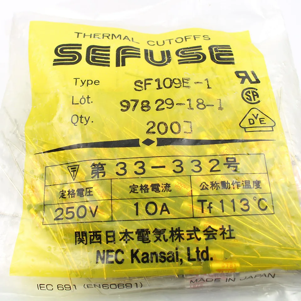 Fusibles Térmicos SEFUSE SF96E - Pack De 10 Unidades (99°C, 10A)
