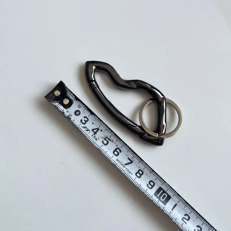 Sleek Blackout Carabiner Keychain with Oval Belt Buckle and Silver Key Ring