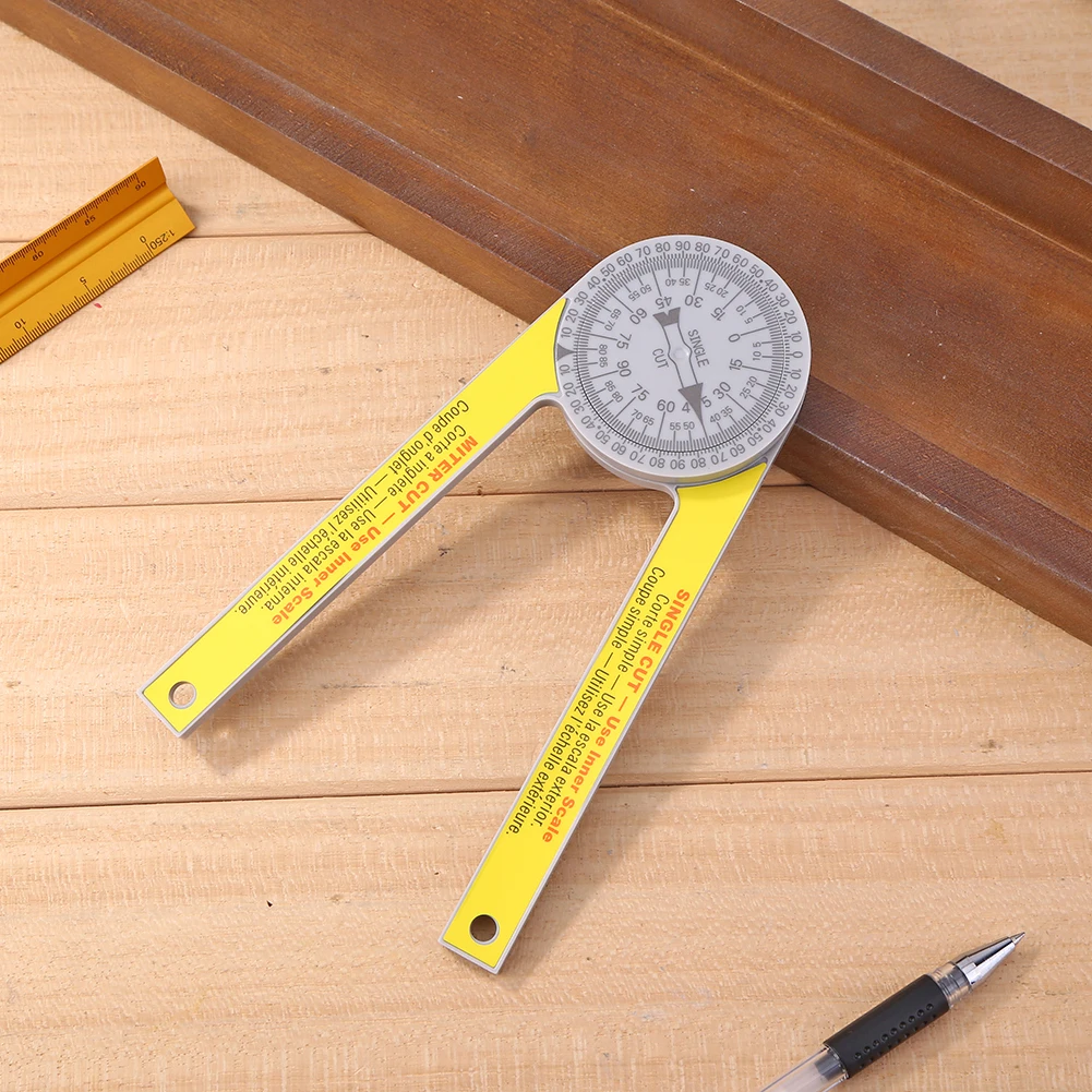 Miter Saw Protractor with Pencil Woodworking Cutting Positioner Inside & Outside Miter Angle Finder for Carpenters Plumbers