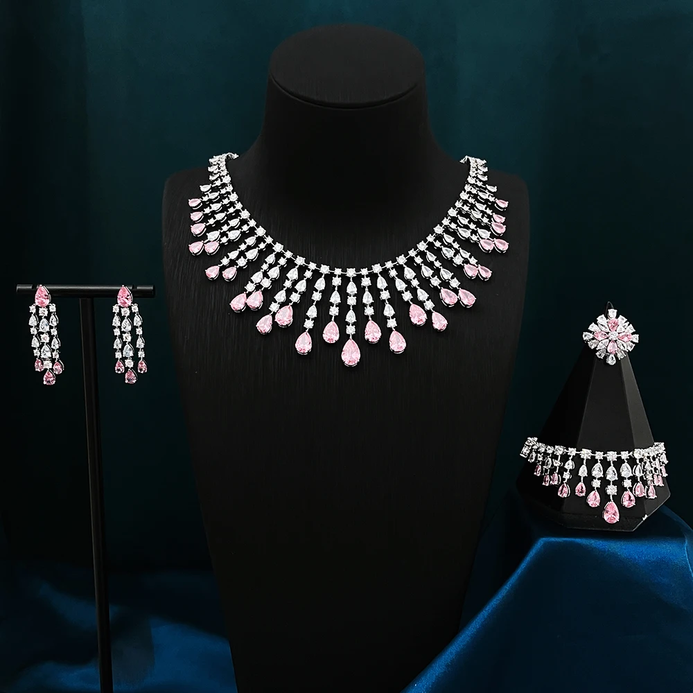 

00020 TIRIM Women Necklace Sets Cubic Zirconia Bridal Jewelry DuBai Saudi Wedding Engagement Party Festival Jewel Accessory