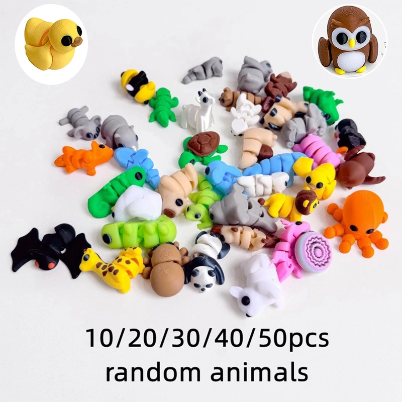 3D Printed Simulation Toys 10/50pcs Mini Animal Model Home Ornament Cartoon Figure Birthday Gift Sets Decompression Kid Toy