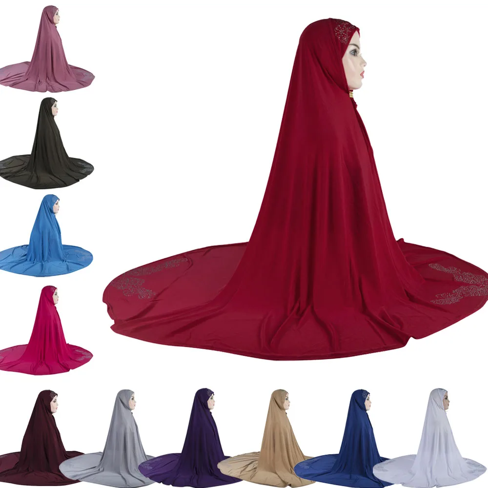 Big Size Overheand Hijab Khimar Pull On Ready Made Sciarpa Istantanea Donna Velo Musulmano Niqab Preghiera Burqa Ramadan Copertura Completa Vestiti