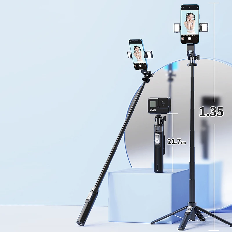 Mobile Phone Selfie Stick With Wireless Bluetooth Remote Shutter Selfie Stick Telescopic Portable Travel Phone Stand