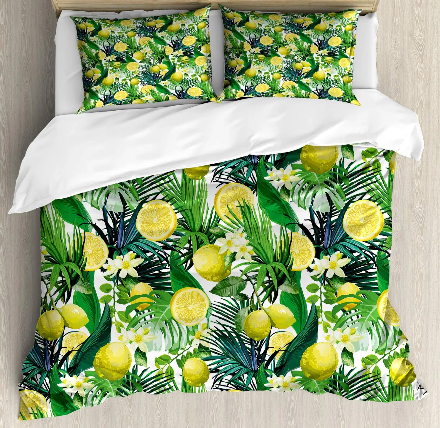 Lemon Duvet Cover Girls Boys Kids Botanical Lemon Pattern Comforter Cover Tropical Fruit Room Decorative Bedding Set with Zipper 5