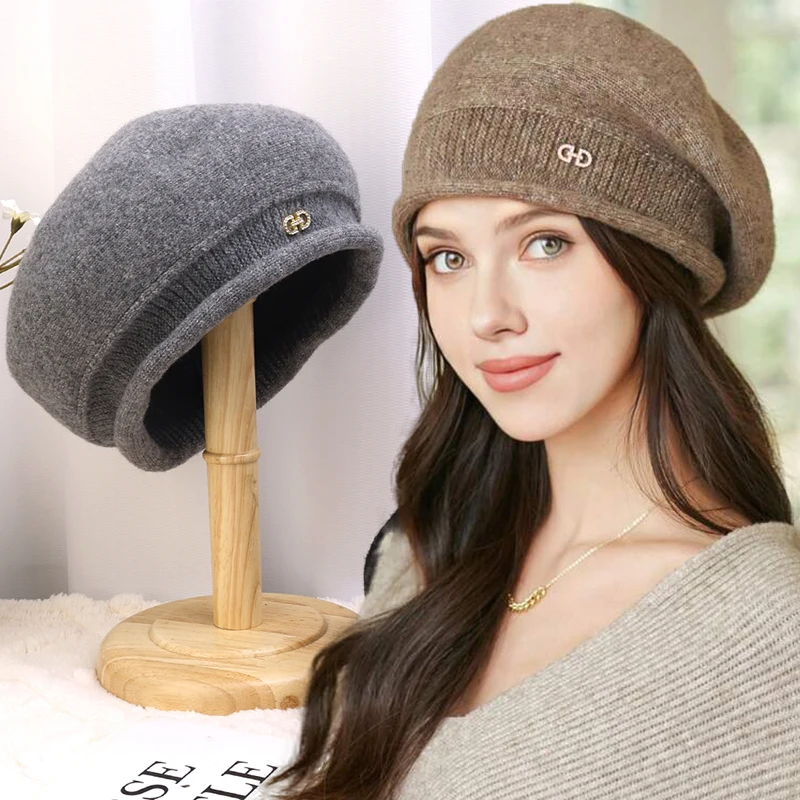 Women's Beret Hat Elegant Autumn Winter Warm Painter Style_voghion.com