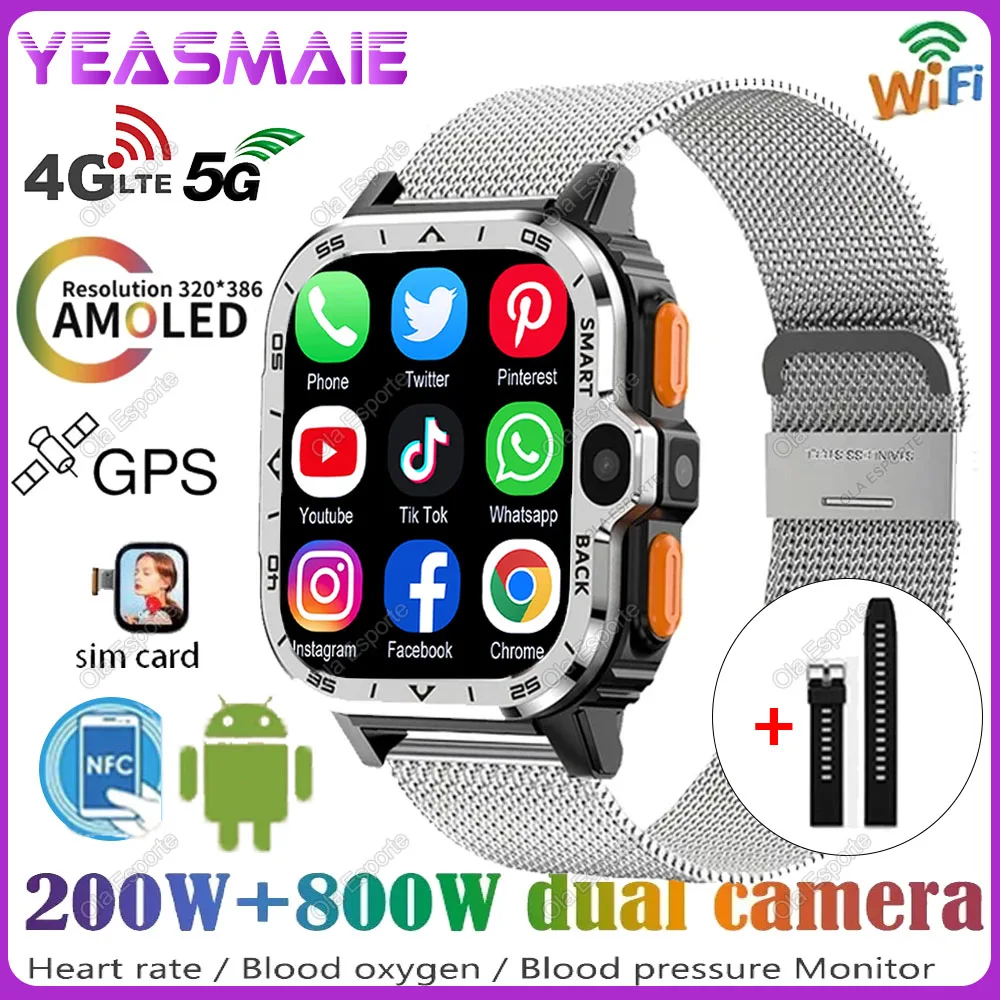 Smartwatch With HD Camera Man Woman 2G 4G Sim Card 64GB 16GB RAM NFC GPS WiFi Waterproof Telephone Smart Watch Pk DW88 DW89 11