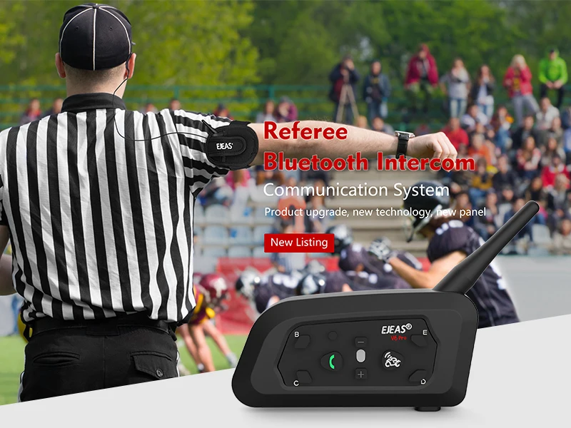 EJEAS V6C PRO Football Referee Intercom Headset 800M Soccer Full Duplex Bluetooth Conference Interphone Communicator Waterproof