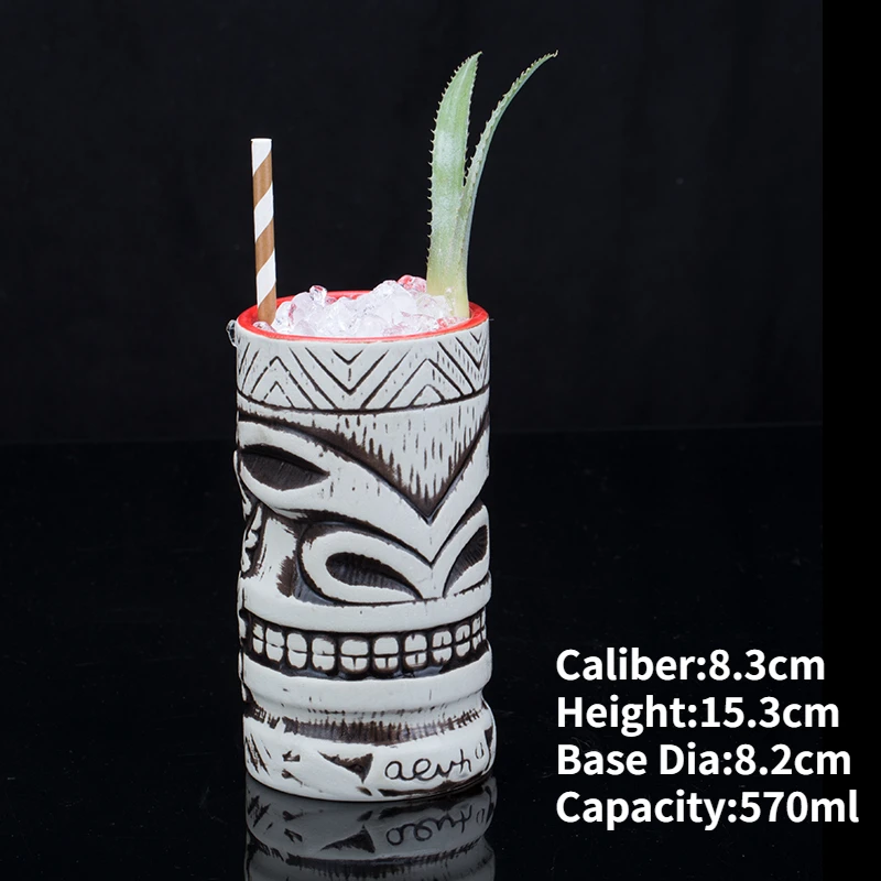 Hawaiian Ceramic Tiki Mug - Creative Cocktail Cup and Halloween Bar Gift