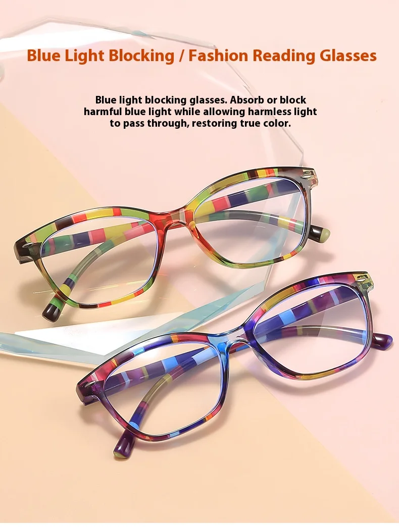 Reading Glasses Women – Lightweight Rectangle Plastic Frame With Anti-Reflective Lenses