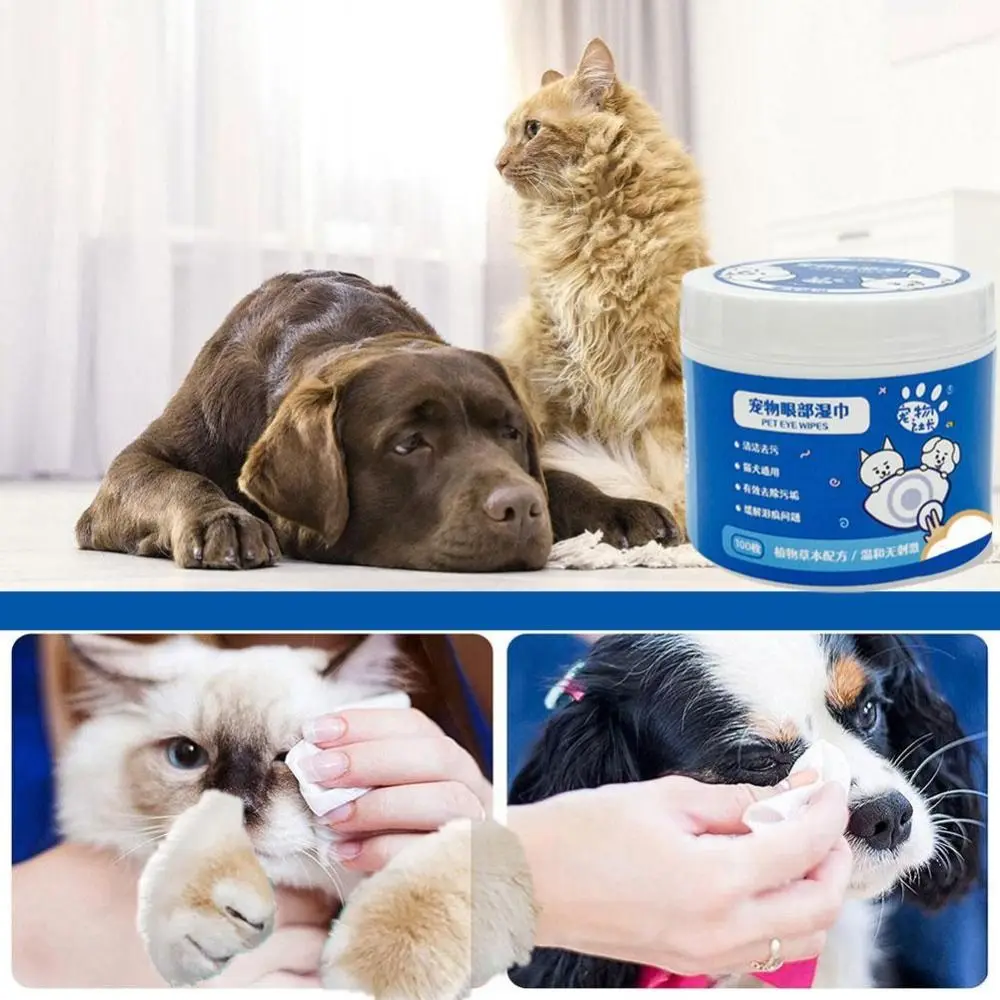 No Irritation Pet Eye Wipes for Dog Cat Tearmark Cleaning