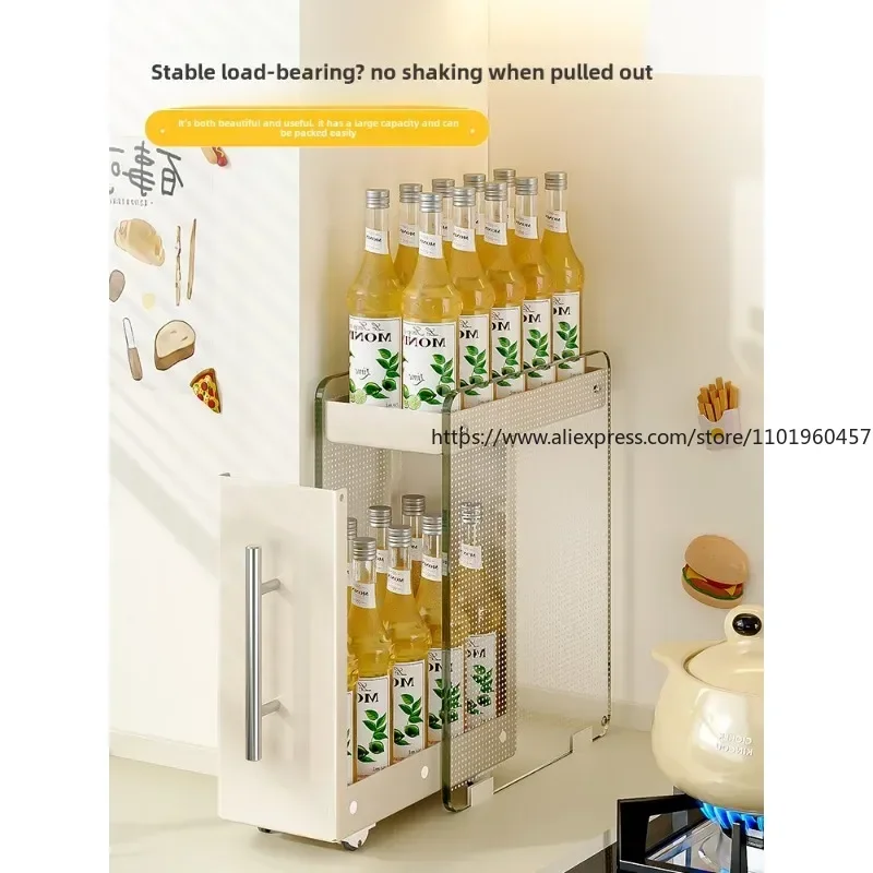 Countertop Multifunctional Household Oil Salt Storage Rack Kitchen Condiment Storage Rack Pull-out