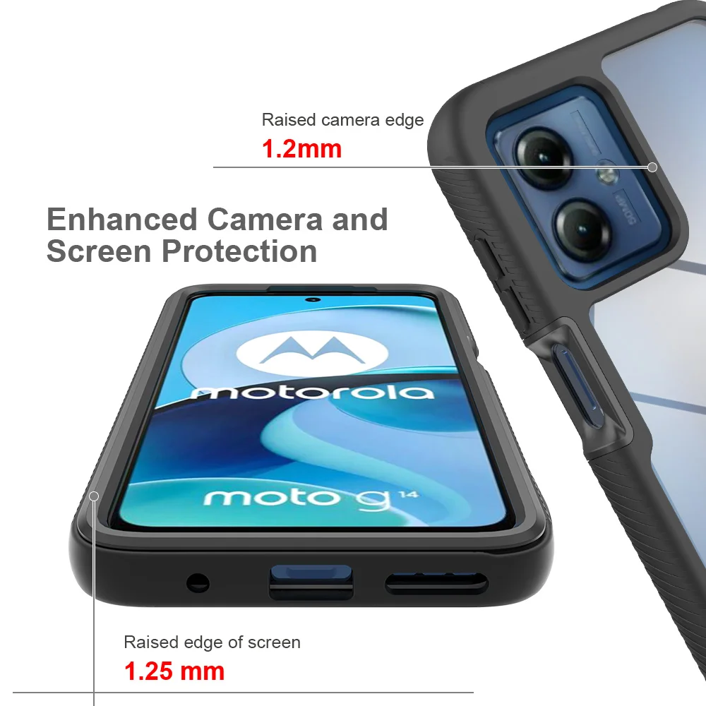 Shockproof Clear Case with Built-in Screen Protector - Full Body Rugged Defender Cover