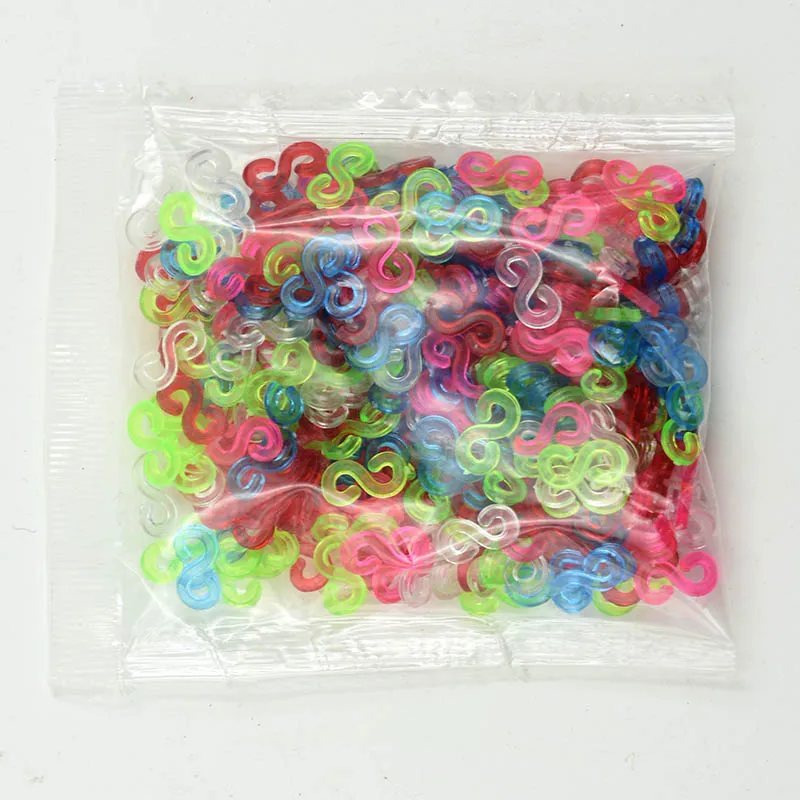 600pcs Supplies Hook S Clips Loom Rubber Bands Plastic Jewelry