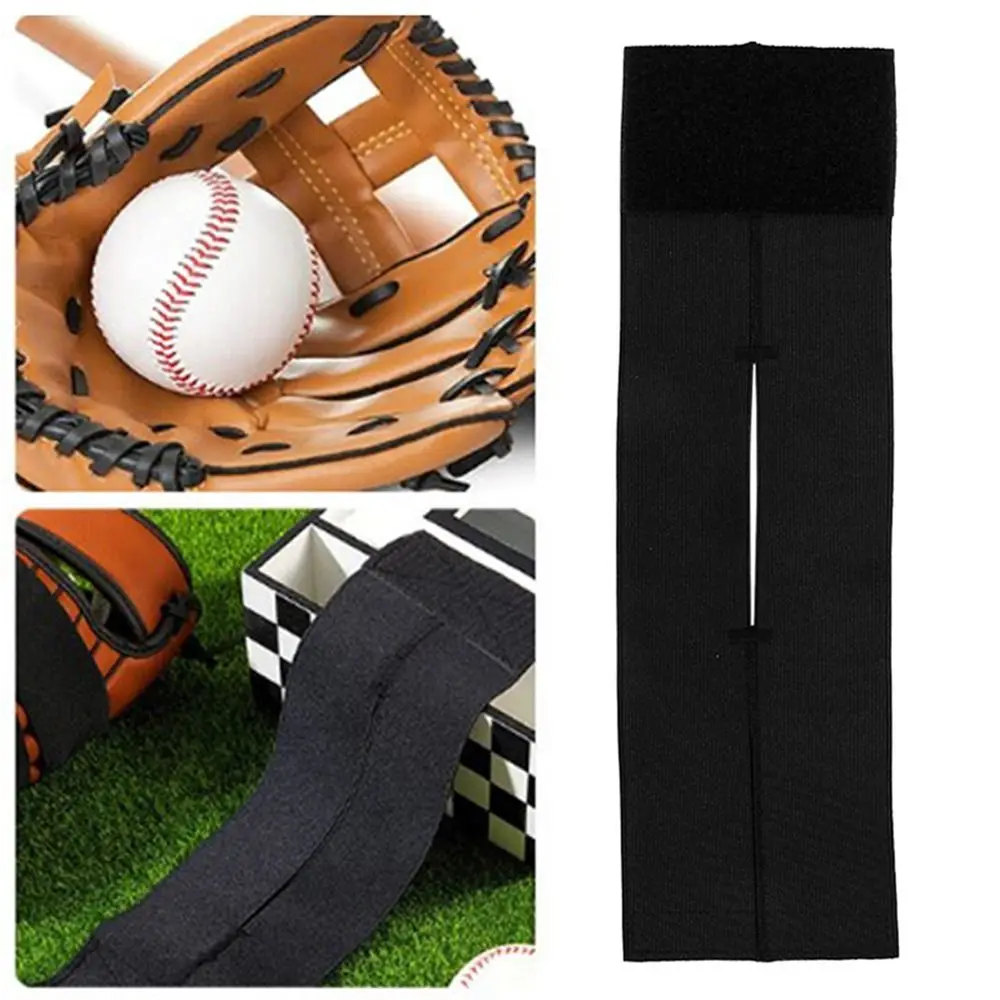 Elastic Baseball Glove Wrap Adjustable Mitt Shaper Baseball Glove Strap Durable Black Softball Fastener Tape