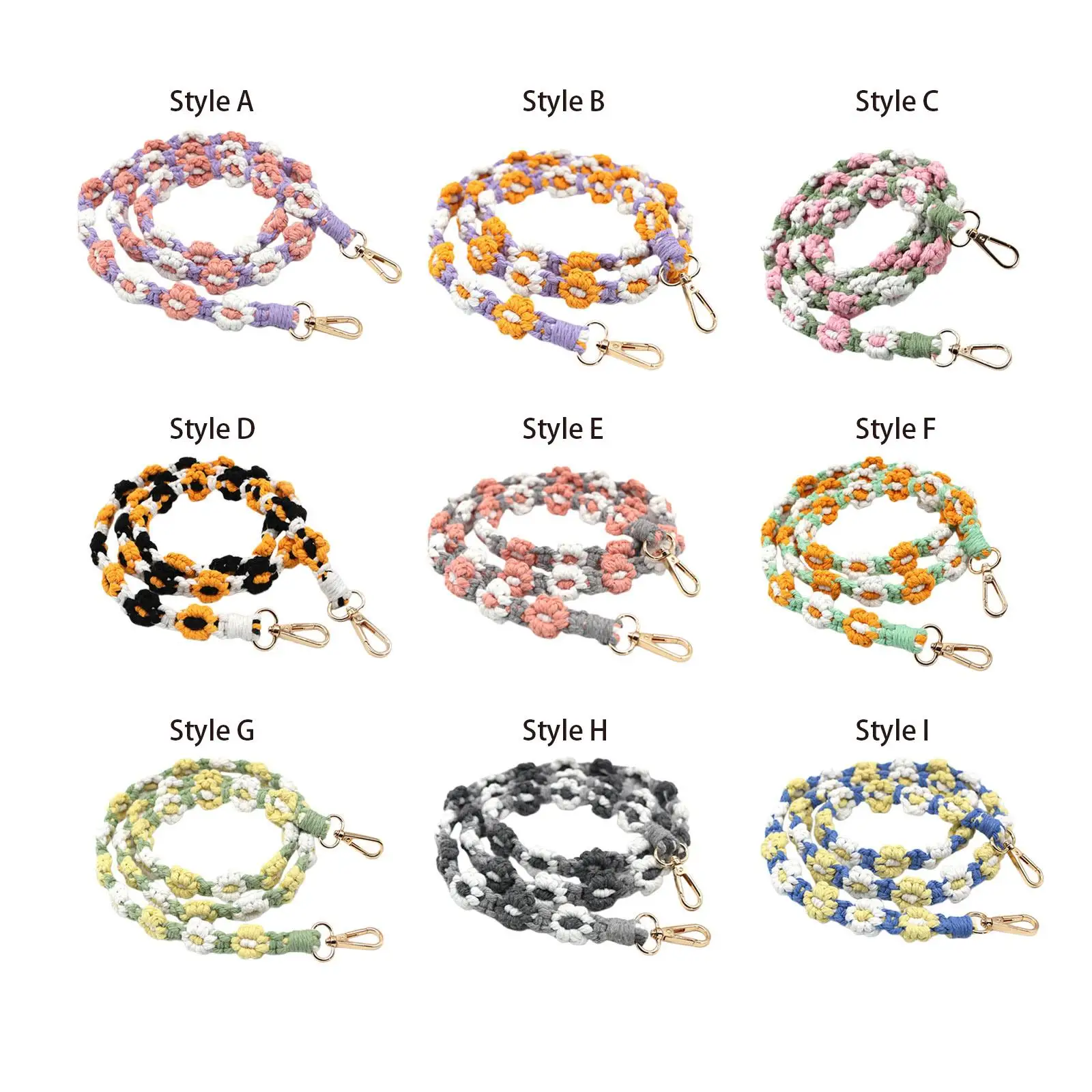 

Flower Woven Mobile Phone Lanyard Oblique Cross Rope Replacement Smartphone Shoulder Strap Crossbody Strap for Women Keys Wallet