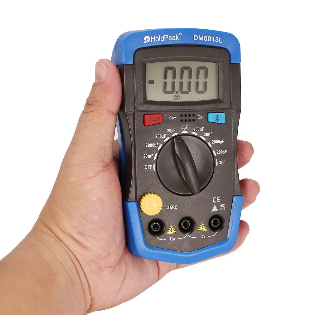 

DM6013L Portable Handheld Digital Capacitance Capacitor Meter 1999 Counts Tester 200pF~20mF Data Hold Backlight