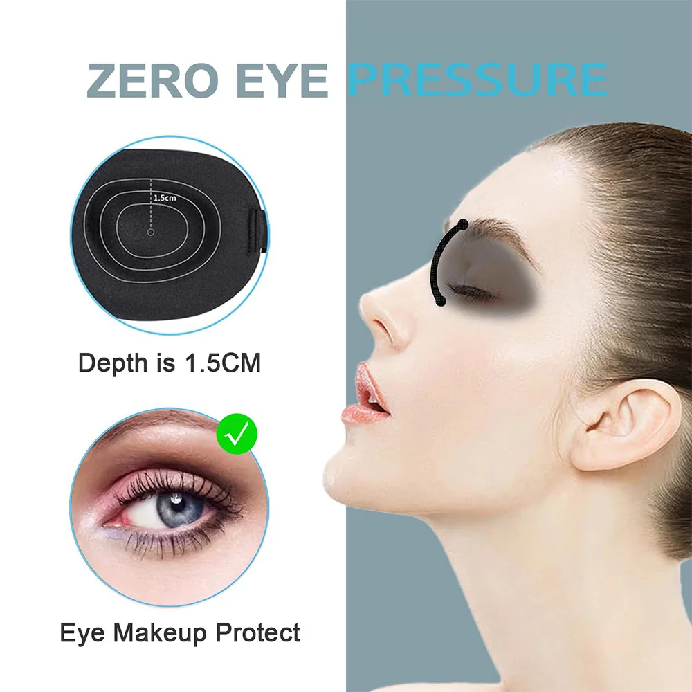 Maschera per gli occhi per dormire Coppa sagomata 3D Benda concava modellata Maschere per il viso per il sonno notturno Blocca la luce con benda sull'occhio per donna e uomo - immagine 2