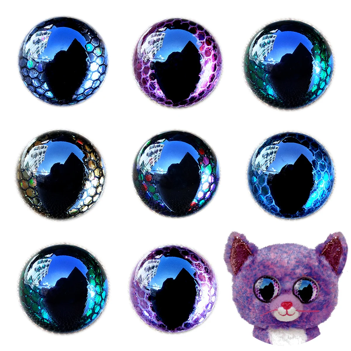 3D Glitter Safety Eyes Amigurumi Cat Crochet Plush Toys Diy Honeycomb Eyes Doll Accessories 10pair