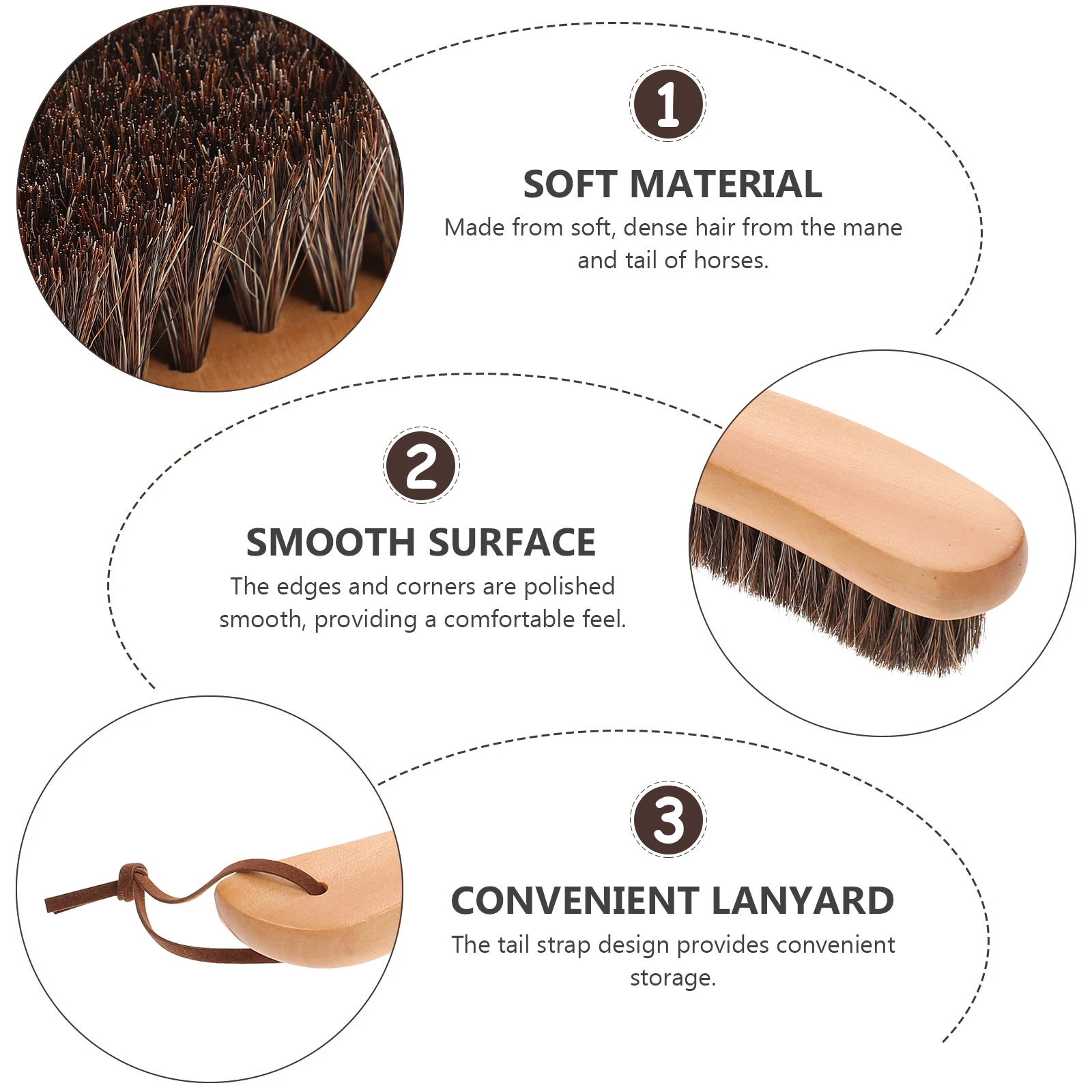 Horsehair Brush Wooden Handle Cleaning Brush For Furniture Clothes Coat Suit Lint Clothe Soft Polishing Tool Car Seat Cloth Care images - 6